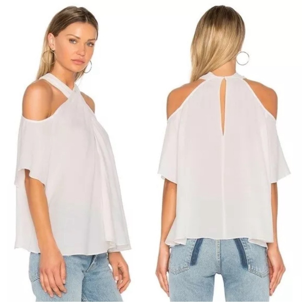 A.L.C Ivory Cold Shoulder Twist Front Blouse